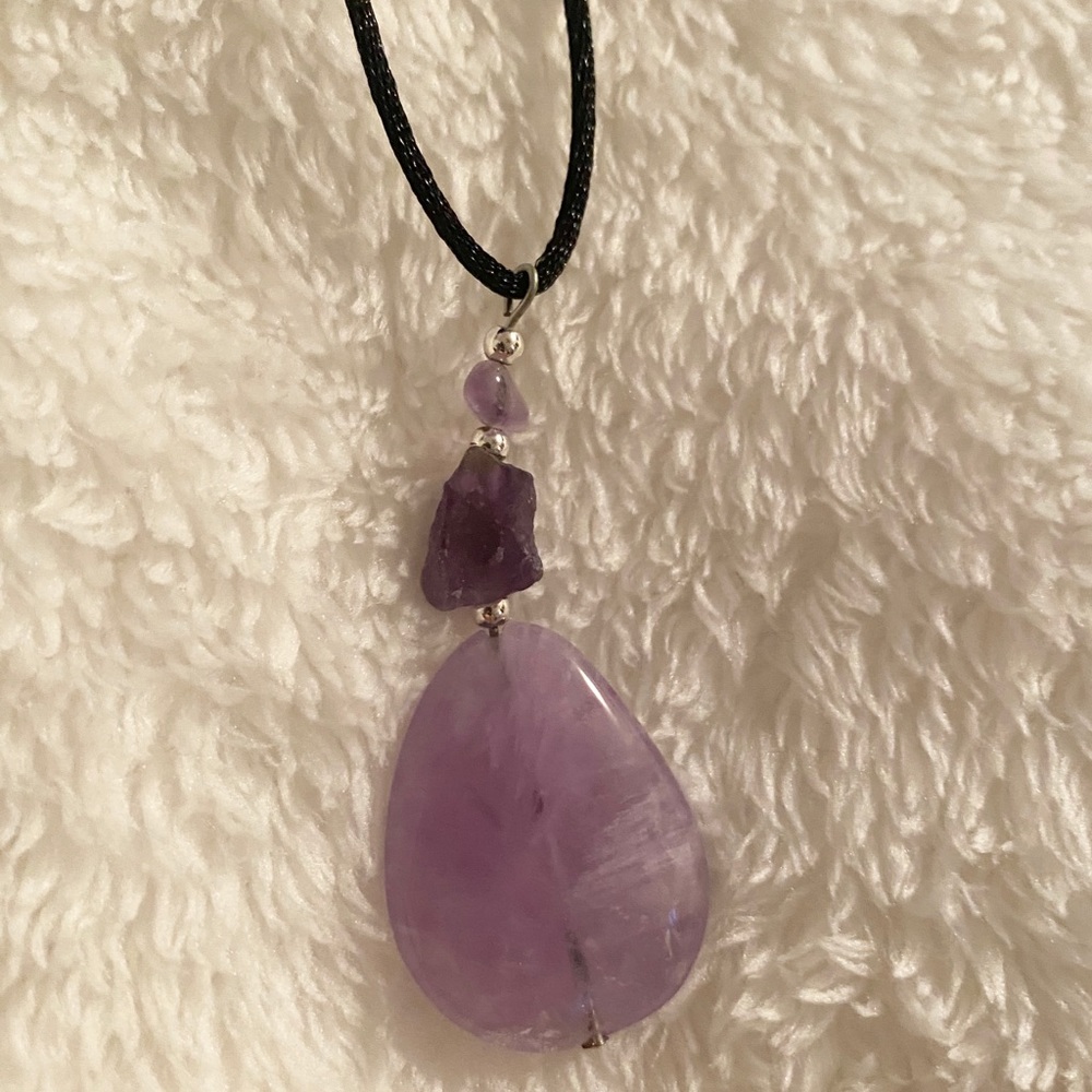 Lavender Gemstones Pendant on Cord Necklace (NWOT)